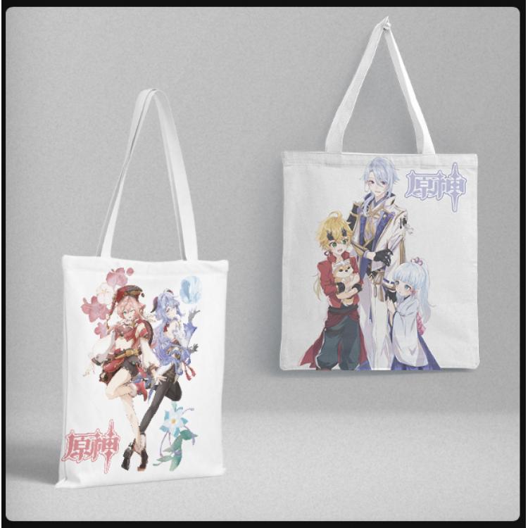 Genshin Impact Anime peripheral canvas handbag gift bag large capacity shoulder bag 36x39cm price for 2 pcs