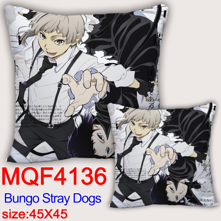 Bungo Stray Dogs  Anime square full-color pillow cushion 45X45CM NO FILLING MQF-4136