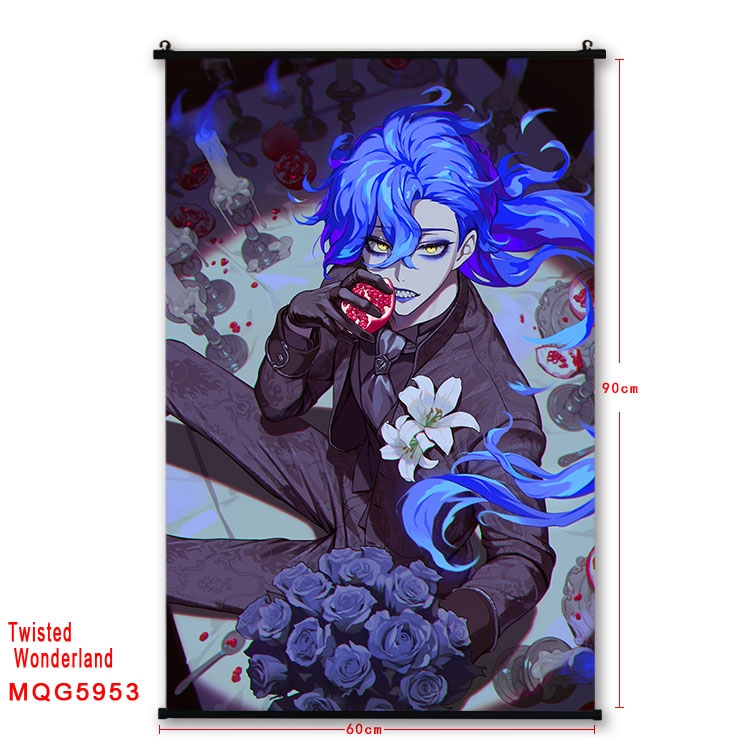 Disney Twisted-Wonderland Anime black Plastic rod Cloth painting Wall Scroll 60X90CM  MQG-5953