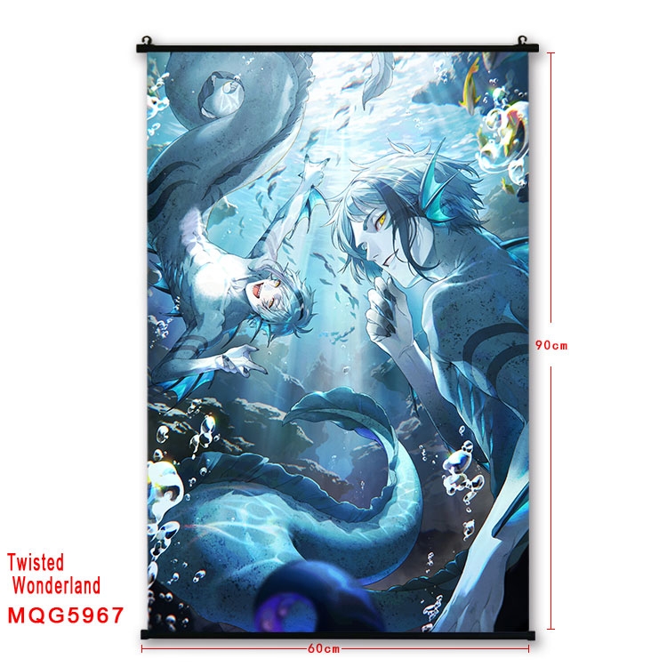Disney Twisted-Wonderland Anime black Plastic rod Cloth painting Wall Scroll 60X90CM MQG-5967