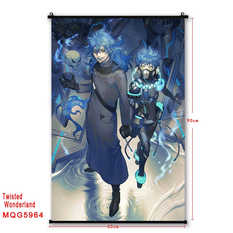 Disney Twisted-Wonderland Anime black Plastic rod Cloth painting Wall Scroll 60X90CM MQG-5964