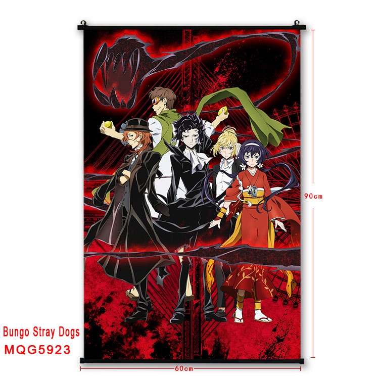 Bungo Stray Dogs Anime black Plastic rod Cloth painting Wall Scroll 60X90CM MQG-5923