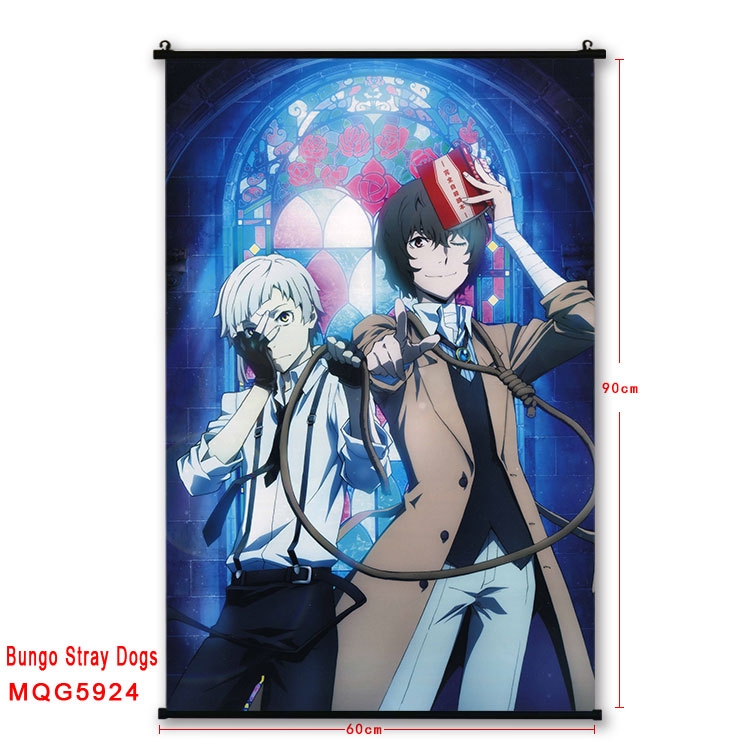 Bungo Stray Dogs Anime black Plastic rod Cloth painting Wall Scroll 60X90CM  MQG-5924