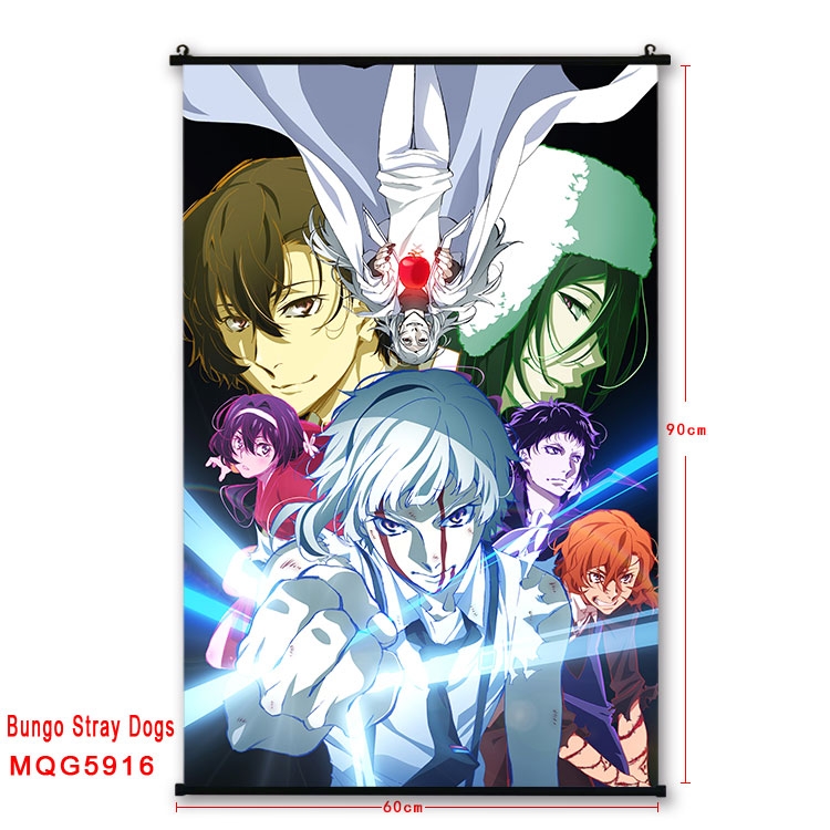 Bungo Stray Dogs Anime black Plastic rod Cloth painting Wall Scroll 60X90CM MQG-5916