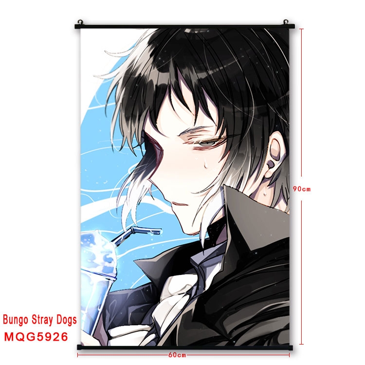 Bungo Stray Dogs Anime black Plastic rod Cloth painting Wall Scroll 60X90CM MQG-5926