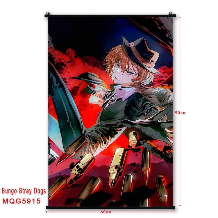 Bungo Stray Dogs Anime black Plastic rod Cloth painting Wall Scroll 60X90CM MQG-5915