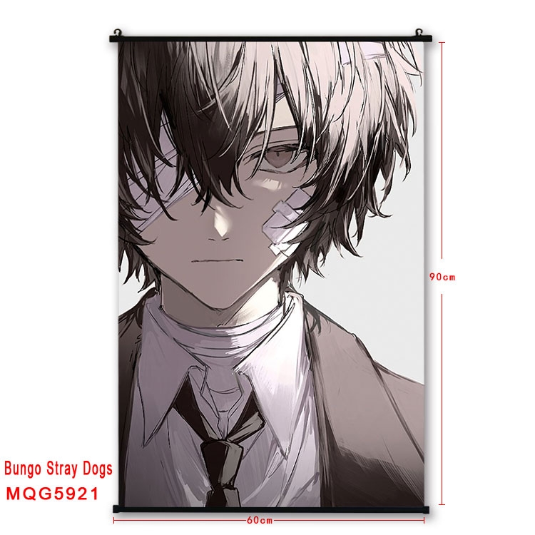 Bungo Stray Dogs Anime black Plastic rod Cloth painting Wall Scroll 60X90CM  MQG-5921