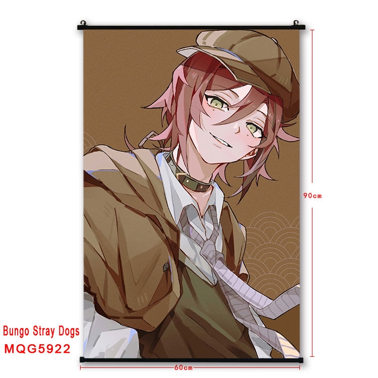 Bungo Stray Dogs Anime black Plastic rod Cloth painting Wall Scroll 60X90CM MQG-5922