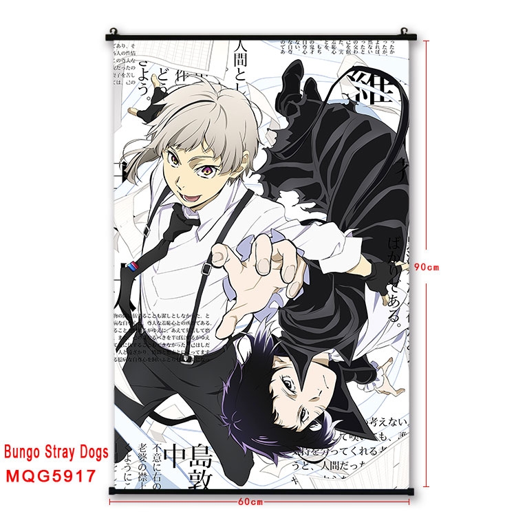 Bungo Stray Dogs Anime black Plastic rod Cloth painting Wall Scroll 60X90CM  MQG-5917