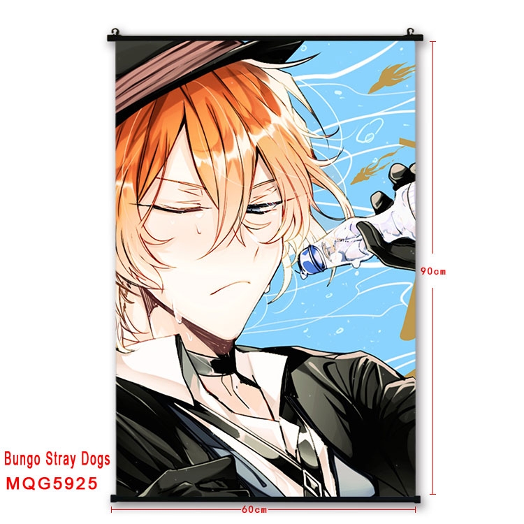 Bungo Stray Dogs Anime black Plastic rod Cloth painting Wall Scroll 60X90CM MQG-5925