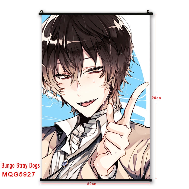 Bungo Stray Dogs Anime black Plastic rod Cloth painting Wall Scroll 60X90CM MQG-5927