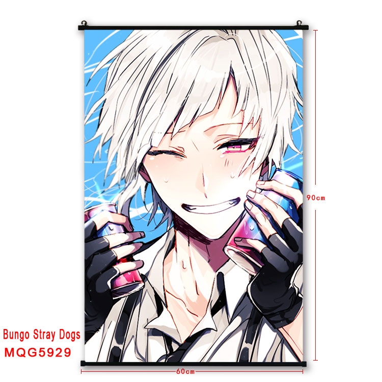 Bungo Stray Dogs Anime black Plastic rod Cloth painting Wall Scroll 60X90CM MQG-5929