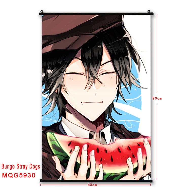 Bungo Stray Dogs Anime black Plastic rod Cloth painting Wall Scroll 60X90CM  MQG-5930