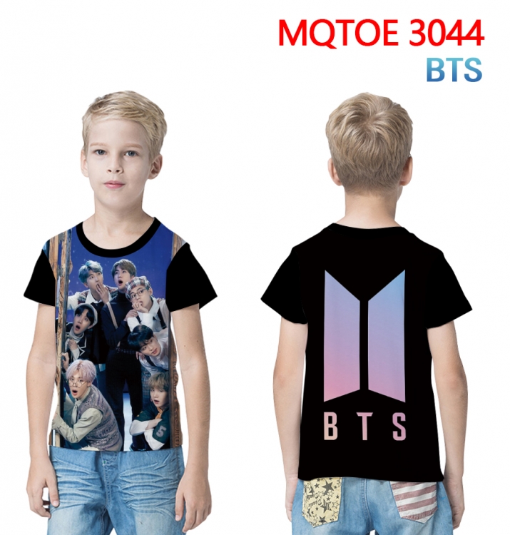 BTS full-color printed short-sleeved T-shirt 60 80 100 120 140 160 6 sizes for children  MQTOE-3044