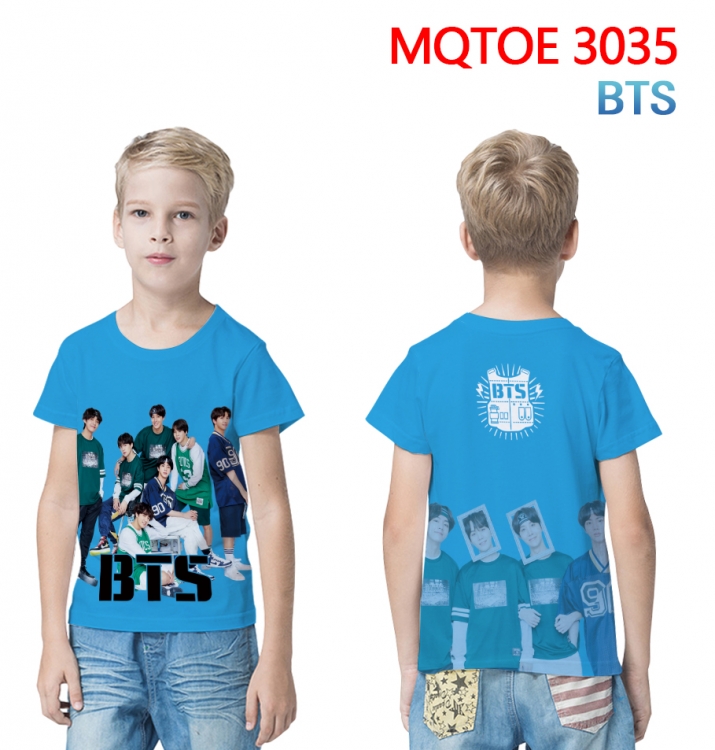BTS full-color printed short-sleeved T-shirt 60 80 100 120 140 160 6 sizes for children MQTOE-3035