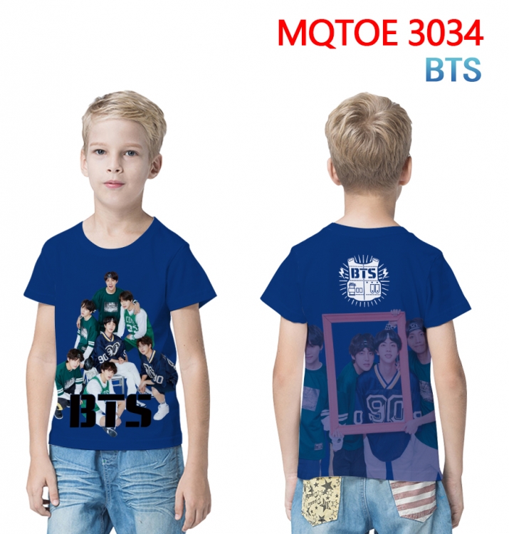 BTS full-color printed short-sleeved T-shirt 60 80 100 120 140 160 6 sizes for children MQTOE-3034