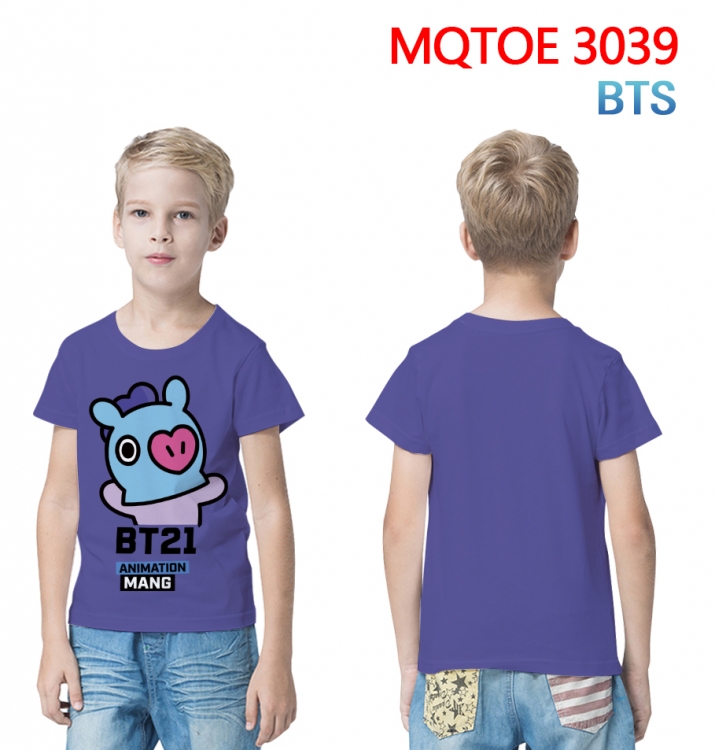 BTS full-color printed short-sleeved T-shirt 60 80 100 120 140 160 6 sizes for children MQTOE-3039
