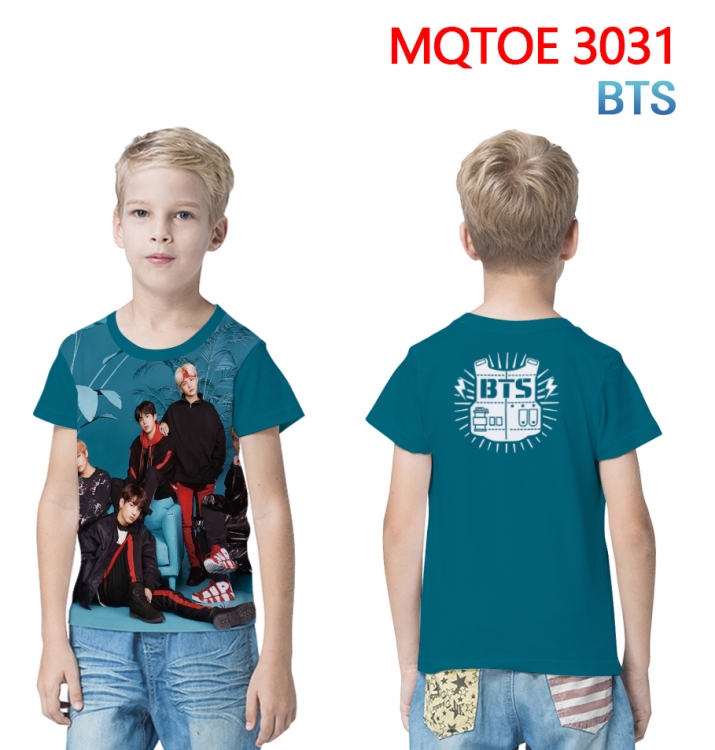BTS full-color printed short-sleeved T-shirt 60 80 100 120 140 160 6 sizes for children  MQTOE-3031