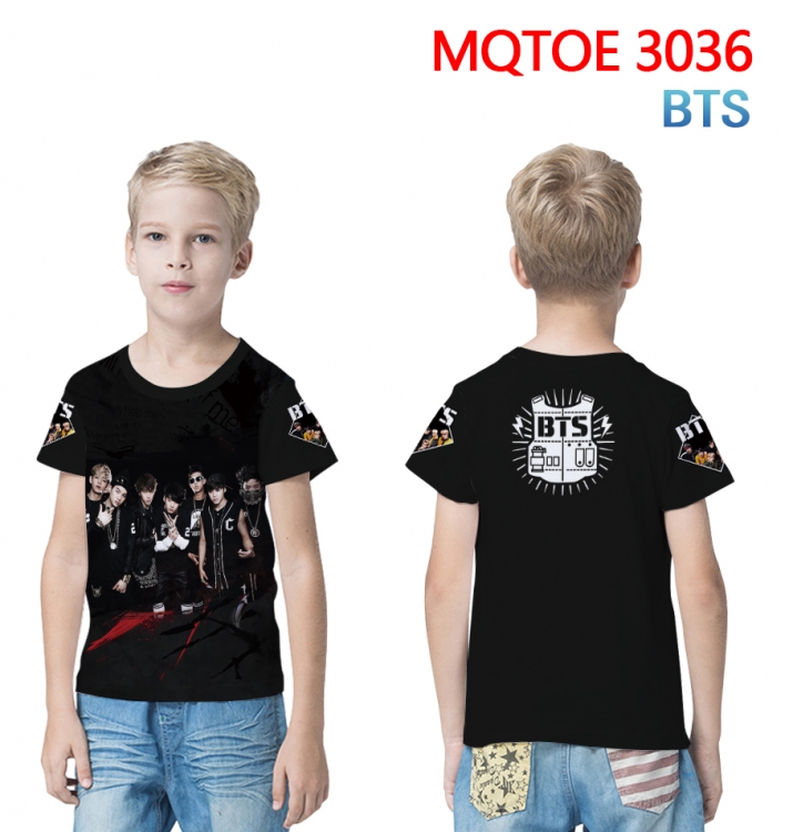 BTS full-color printed short-sleeved T-shirt 60 80 100 120 140 160 6 sizes for children MQTOE-3036