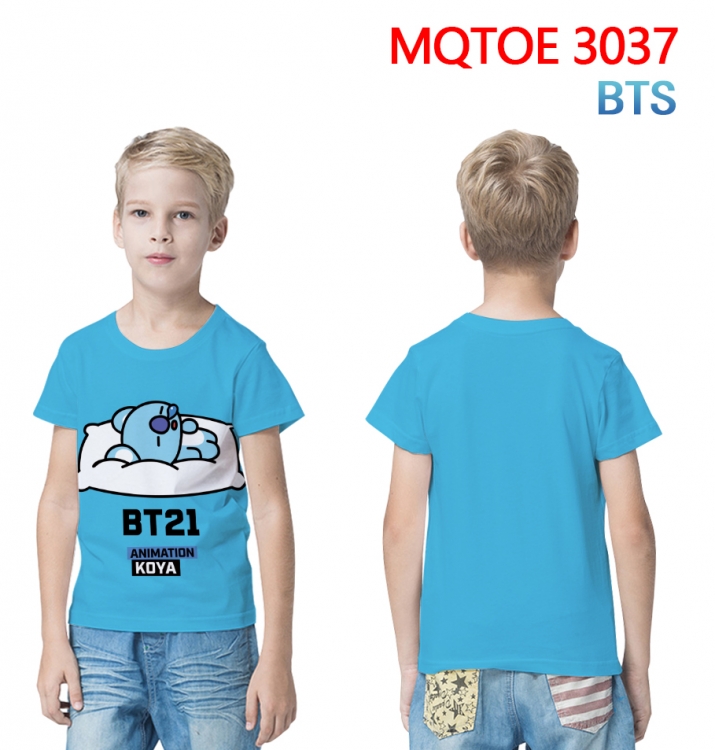 BTS full-color printed short-sleeved T-shirt 60 80 100 120 140 160 6 sizes for children MQTOE-3037