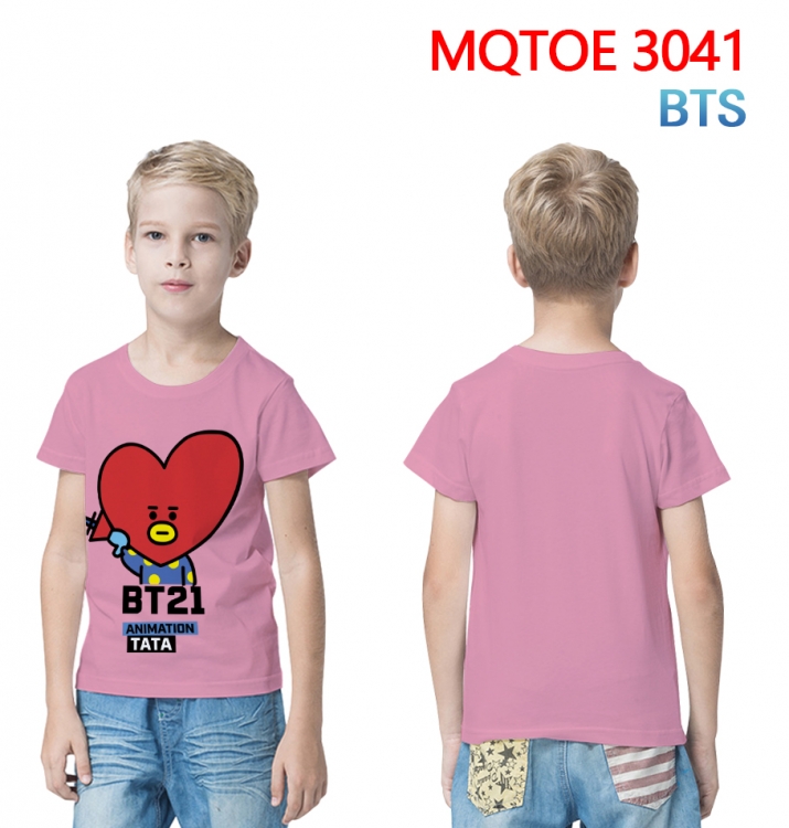 BTS full-color printed short-sleeved T-shirt 60 80 100 120 140 160 6 sizes for children MQTOE-3041