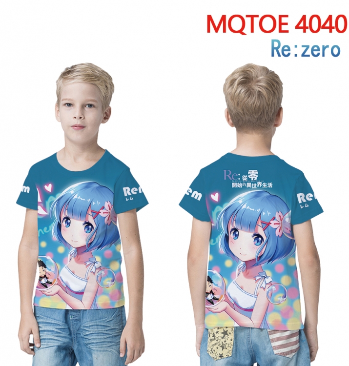 Re:Zero kara Hajimeru Isekai Seikatsu full-color printed short-sleeved T-shirt 60 80 100 120 140 160 6 sizes for childre
