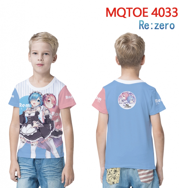 Re:Zero kara Hajimeru Isekai Seikatsu full-color printed short-sleeved T-shirt 60 80 100 120 140 160 6 sizes for childre