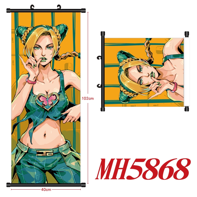 JoJos Bizarre Adventure Anime black Plastic rod Cloth painting Wall Scroll 40X102CM MH5868A