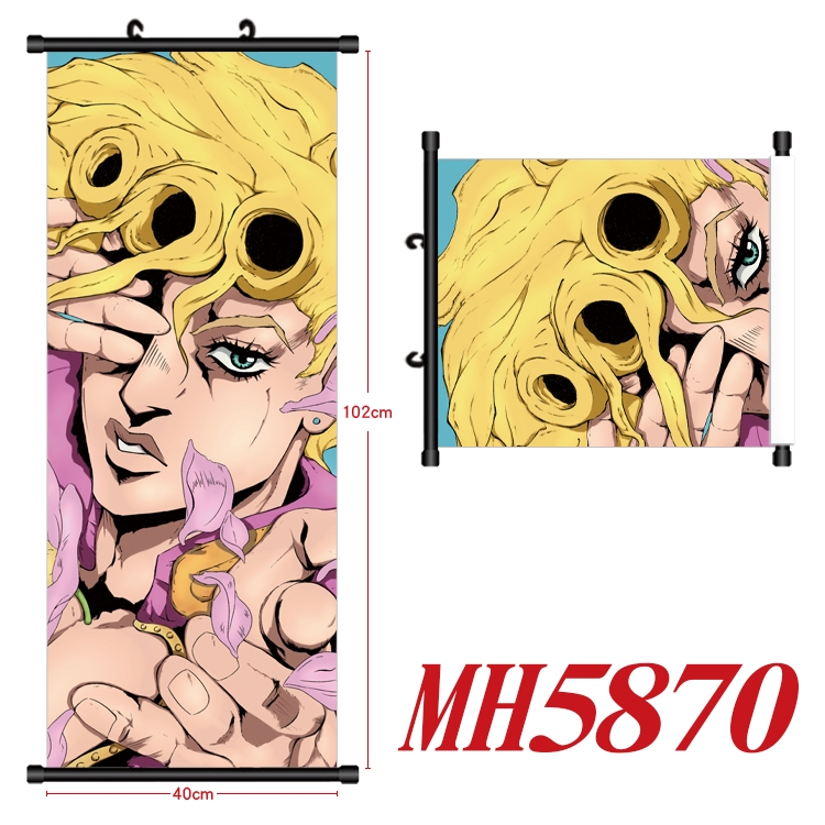 JoJos Bizarre Adventure Anime black Plastic rod Cloth painting Wall Scroll 40X102CM MH5870A