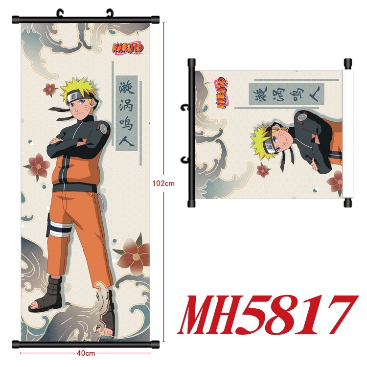 Naruto Anime black Plastic rod Cloth painting Wall Scroll 40X102CM MH5817A