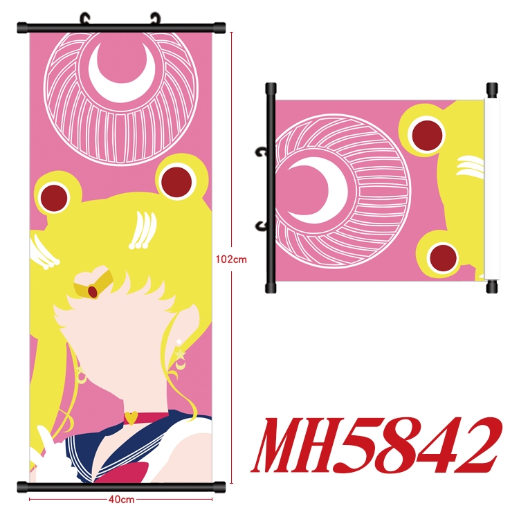 sailormoon Anime black Plastic rod Cloth painting Wall Scroll 40X102CM MH5842A