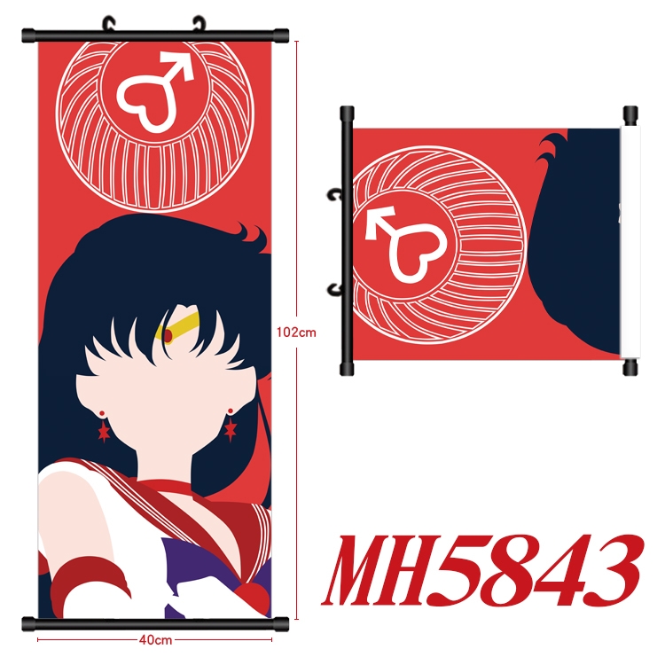 sailormoon Anime black Plastic rod Cloth painting Wall Scroll 40X102CM MH5843A