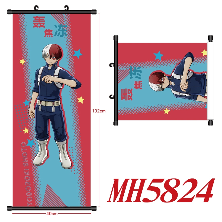 My Hero Academia Anime black Plastic rod Cloth painting Wall Scroll 40X102CM MH5824A