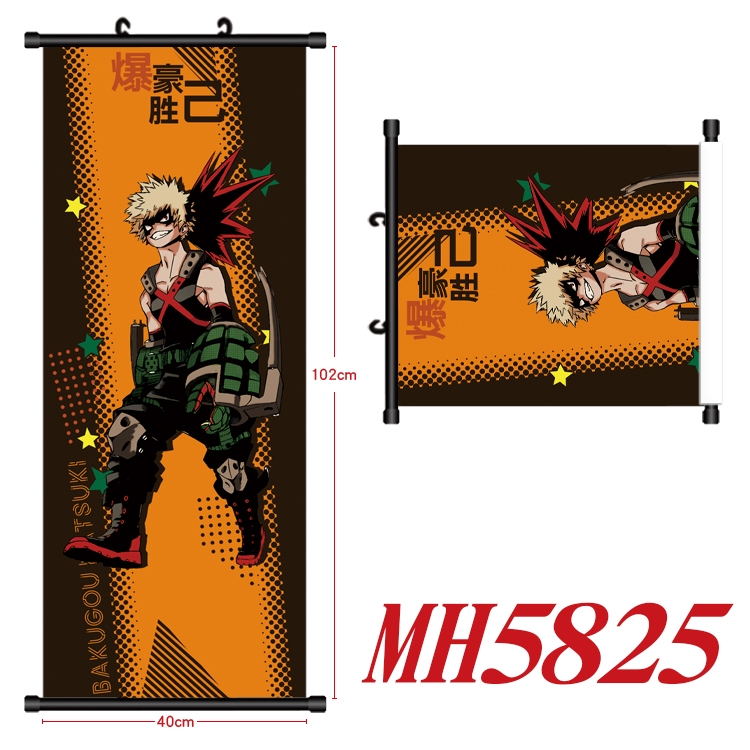 My Hero Academia Anime black Plastic rod Cloth painting Wall Scroll 40X102CM MH5825A