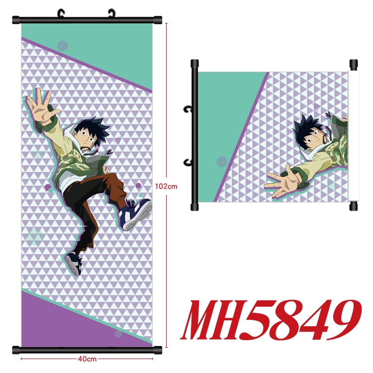 Mob Psycho 100 Anime black Plastic rod Cloth painting Wall Scroll 40X102CM MH5849A