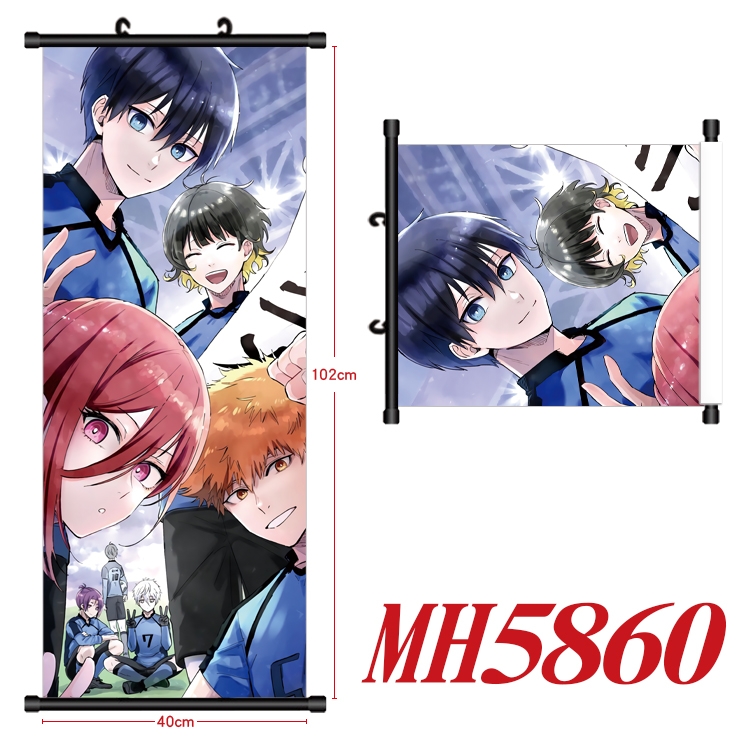 BLUE LOCK Anime black Plastic rod Cloth painting Wall Scroll 40X102CM MH5860A