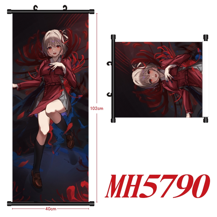 Lycoris Recoil Anime black Plastic rod Cloth painting Wall Scroll 40X102CM MH5790A