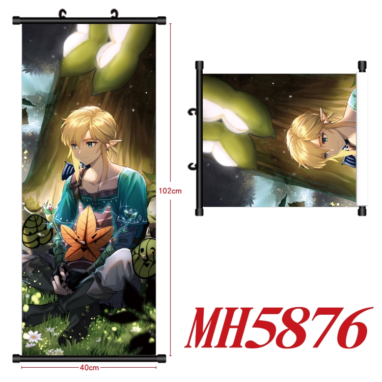The Legend of Zelda Anime black Plastic rod Cloth painting Wall Scroll 40X102CM MH5876A