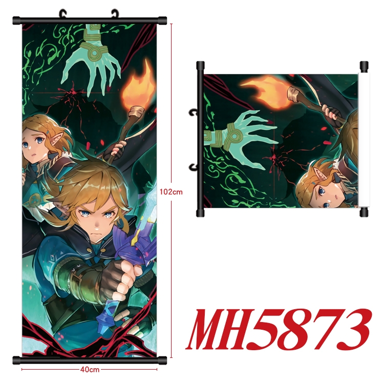 The Legend of Zelda Anime black Plastic rod Cloth painting Wall Scroll 40X102CM MH5873A
