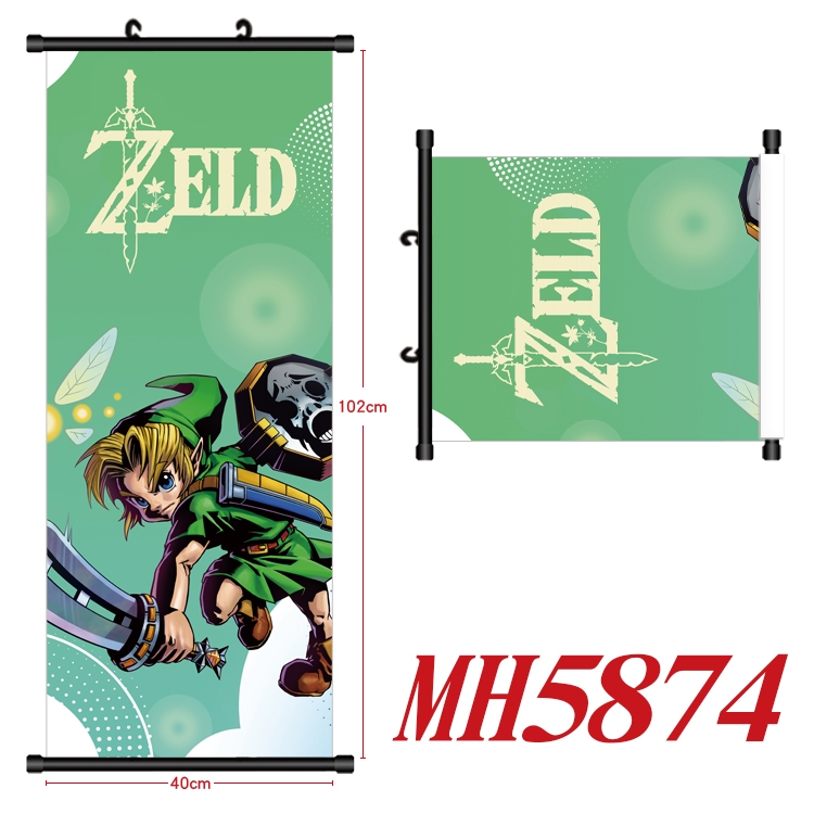 The Legend of Zelda Anime black Plastic rod Cloth painting Wall Scroll 40X102CM MH5874A