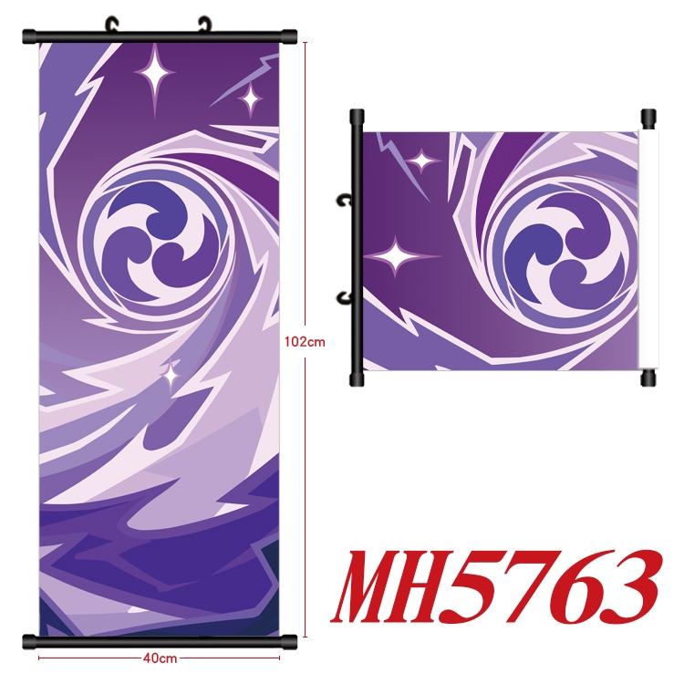 Genshin Impact Anime black Plastic rod Cloth painting Wall Scroll 40X102CM MH5763A