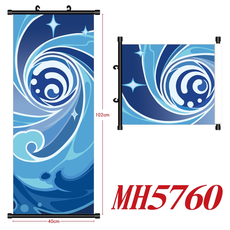 Genshin Impact Anime black Plastic rod Cloth painting Wall Scroll 40X102CM MH5760A