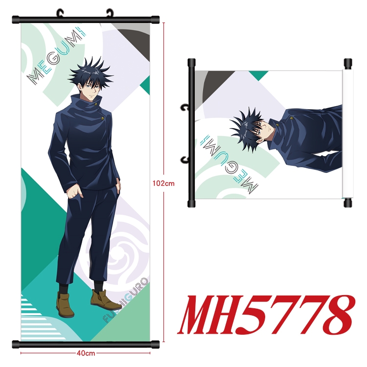 Jujutsu Kaisen Anime black Plastic rod Cloth painting Wall Scroll 40X102CM MH5778A