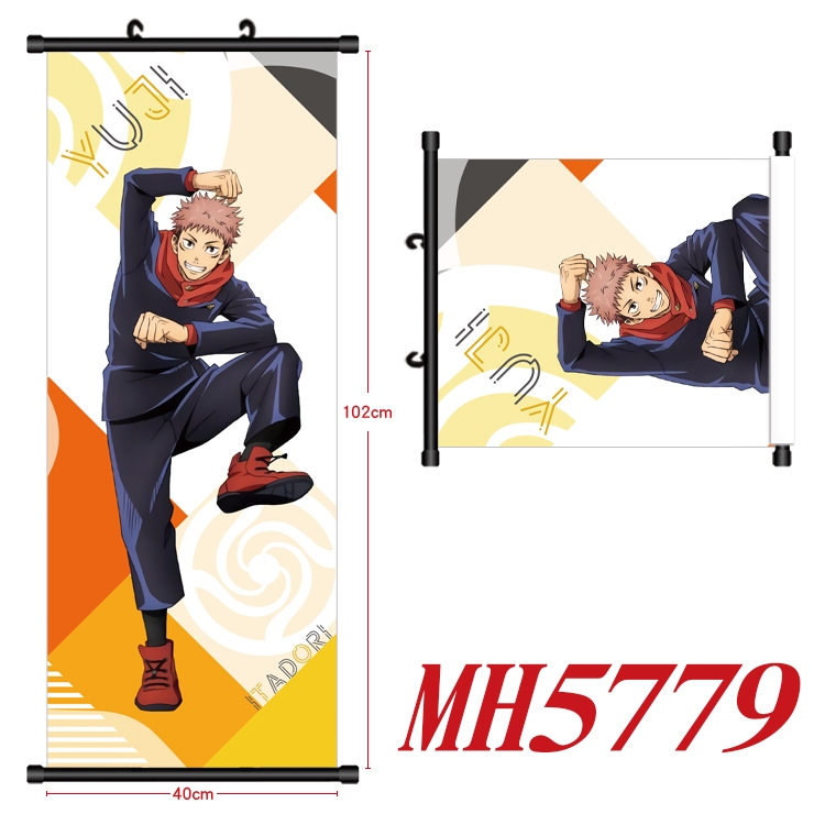 Jujutsu Kaisen Anime black Plastic rod Cloth painting Wall Scroll 40X102CM MH5779A