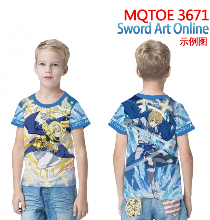 Sword Art Online full-color printed short-sleeved T-shirt 60 80 100 120 140 160 6 sizes for children MQTOE-3671