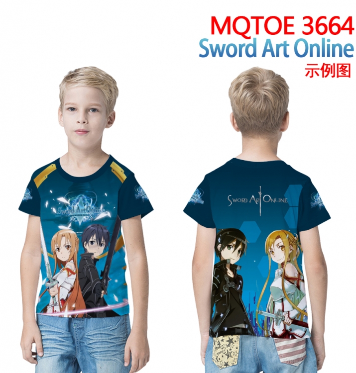 Sword Art Online full-color printed short-sleeved T-shirt 60 80 100 120 140 160 6 sizes for children MQTOE-3664