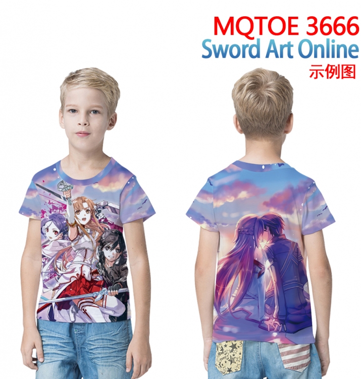 Sword Art Online full-color printed short-sleeved T-shirt 60 80 100 120 140 160 6 sizes for children MQTOE-3666