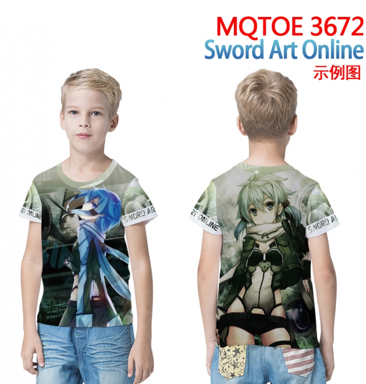 Sword Art Online full-color printed short-sleeved T-shirt 60 80 100 120 140 160 6 sizes for children MQTOE-3672