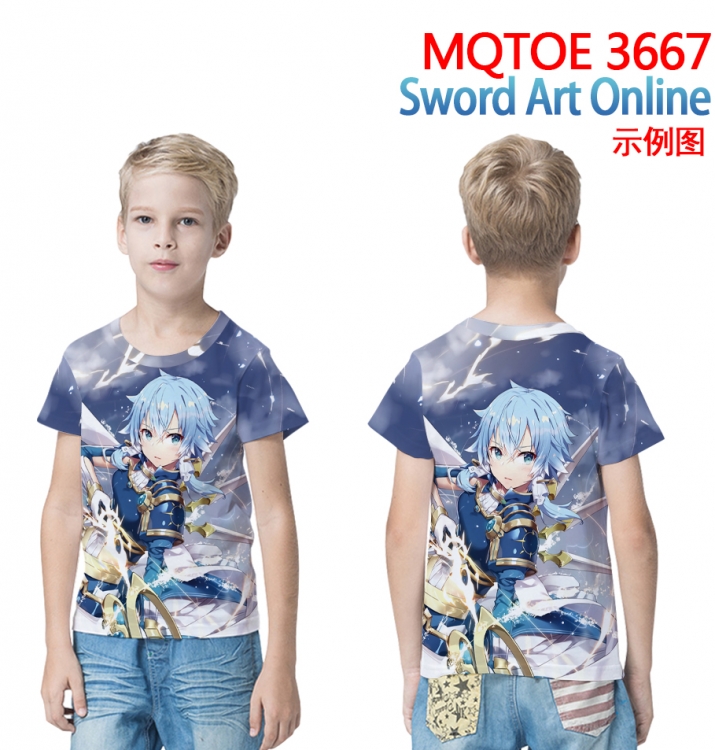 Sword Art Online full-color printed short-sleeved T-shirt 60 80 100 120 140 160 6 sizes for children MQTOE-3667