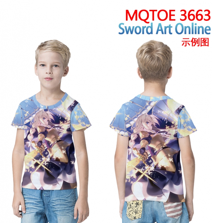Sword Art Online full-color printed short-sleeved T-shirt 60 80 100 120 140 160 6 sizes for children MQTOE-3663